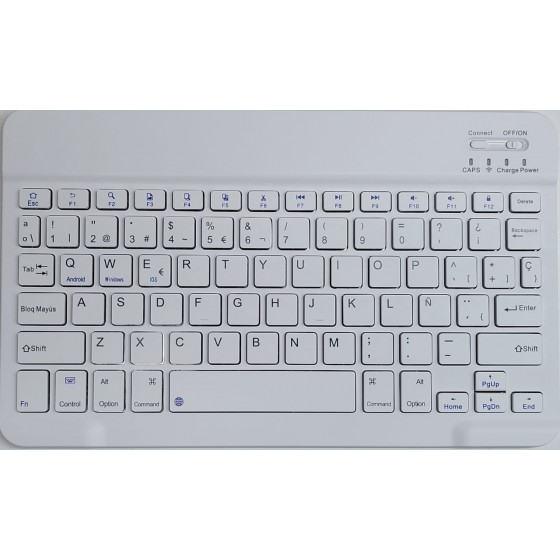 Teclado Bluetooth Blanco 10" (Ipad, PC, Smartphones)