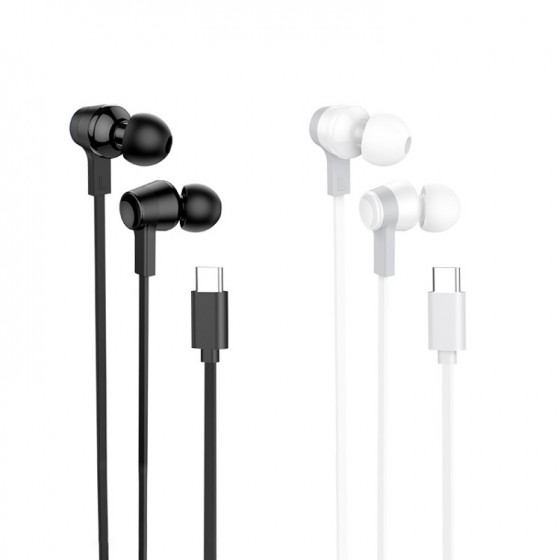 Audifonos Manos Libres USB-C HOCO M86 (Negro y Blanco)